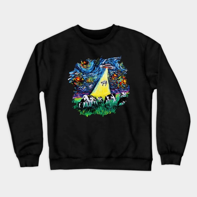 van Gogh Was Never Abducted with border Crewneck Sweatshirt by sagittariusgallery